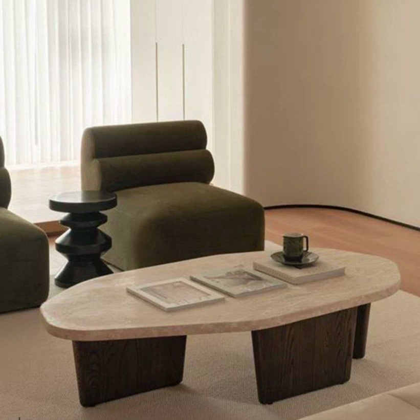 ZOLLAR Modern Travertine Coffee Table