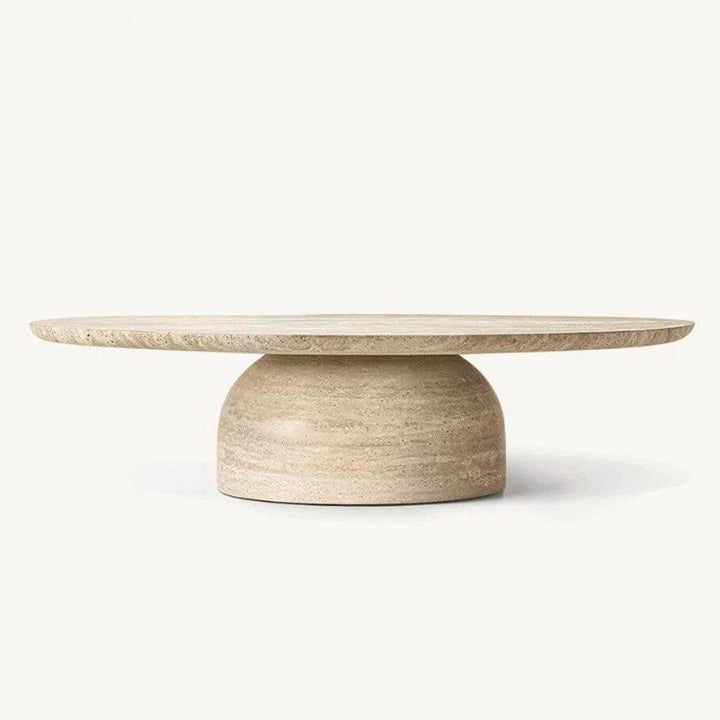 FAFLE Modern Travertine Round Coffee Table