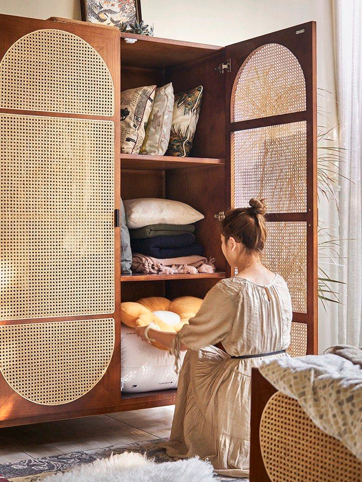 VIBIANA Vintage Rattan Wardrobe