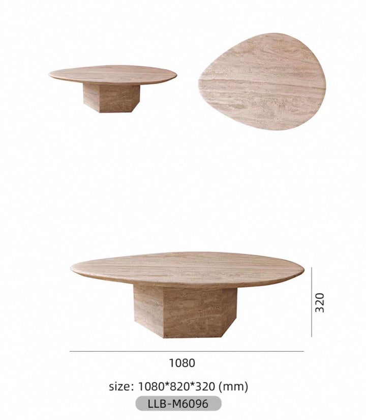 CRAIE Modern Travertine Coffee Table