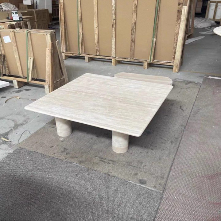 ELLIAS Modern Travertine Square Coffee Table