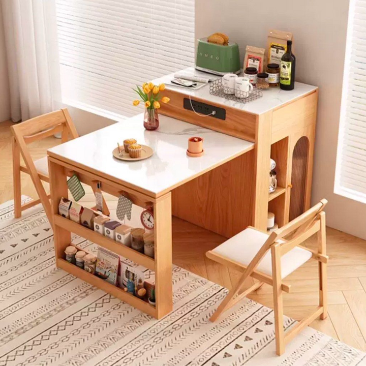 LAUFEN Modern Sintered Stone Extendable Island Dining Table