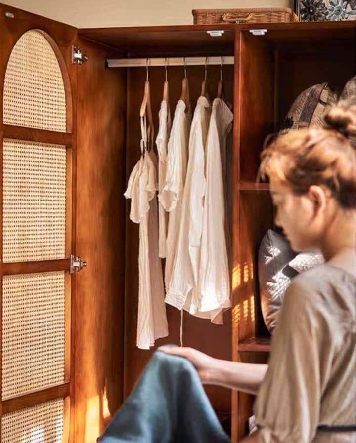 VIBIANA Vintage Rattan Wardrobe