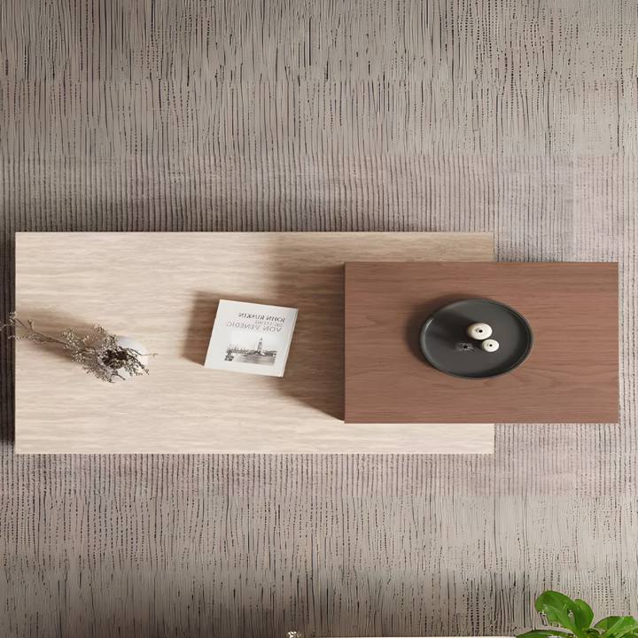 MUKUN Travertine Storage Coffee Table