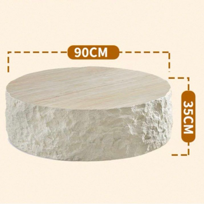 KITKE Modern Travertine Round Coffee Table