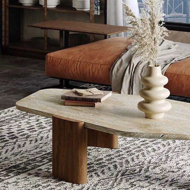 CYRUS Modern Travertine Coffee Table