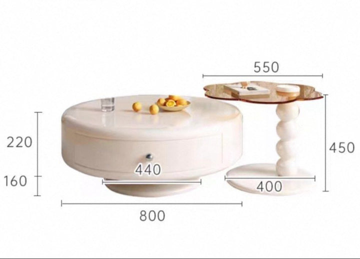 ERAEL Japandi Round Swivel Coffee Table