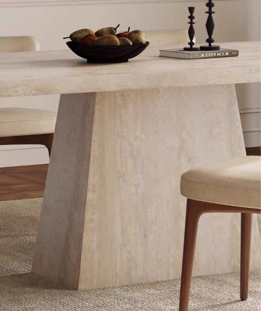 CALVERA Modern Travertine Dining Table