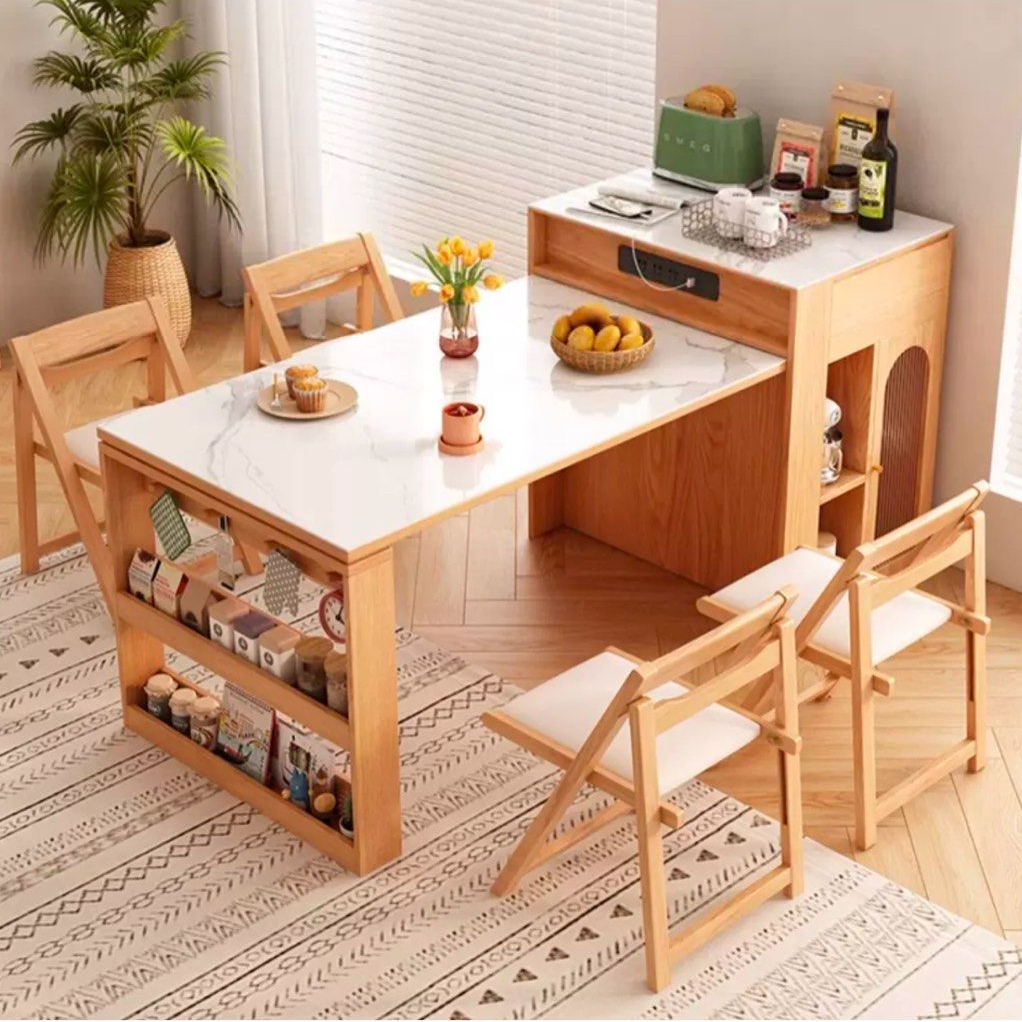 LAUFEN Modern Sintered Stone Extendable Island Dining Table