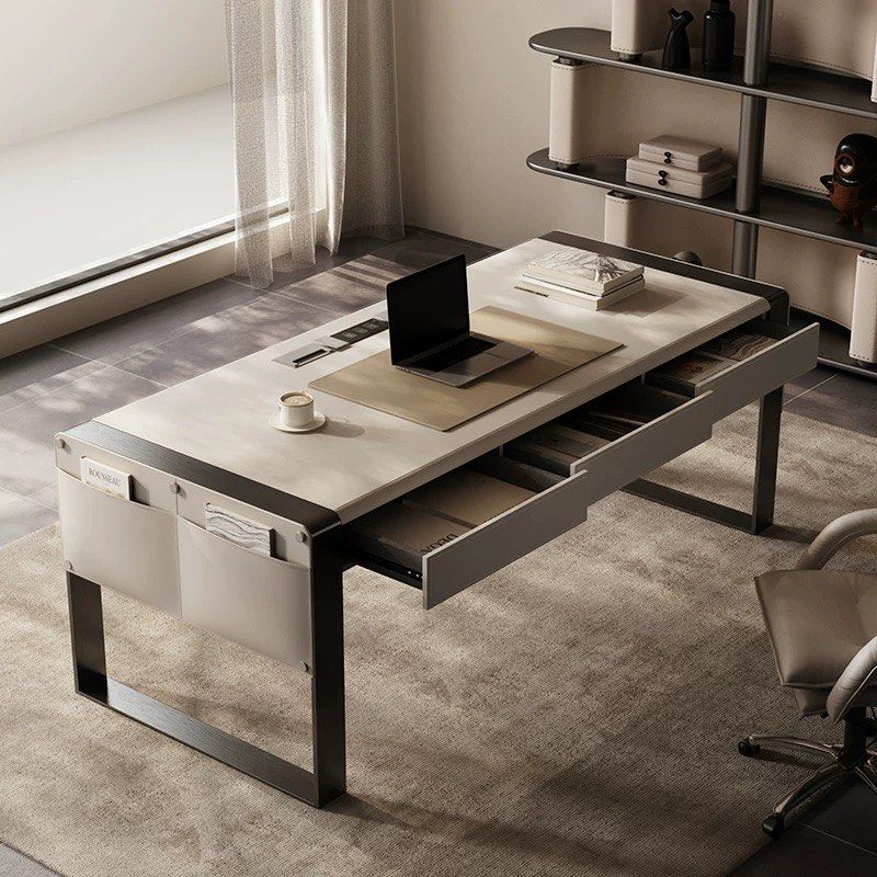 CLETUS Modern Saddle Leather Study Table