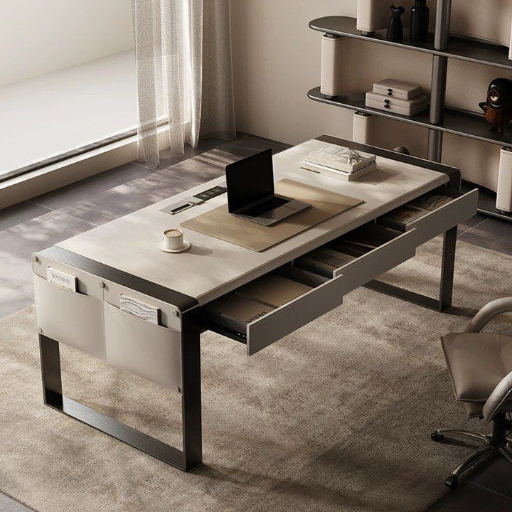 CLETUS Modern Saddle Leather Study Table