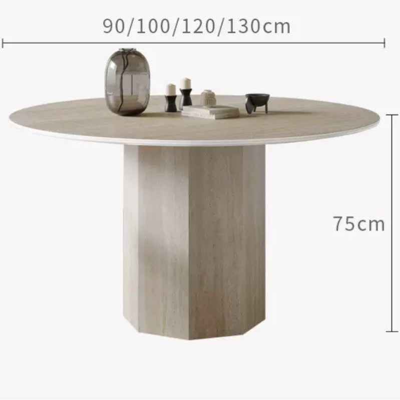 SKYLAR Modern Travertine Round Dining Table