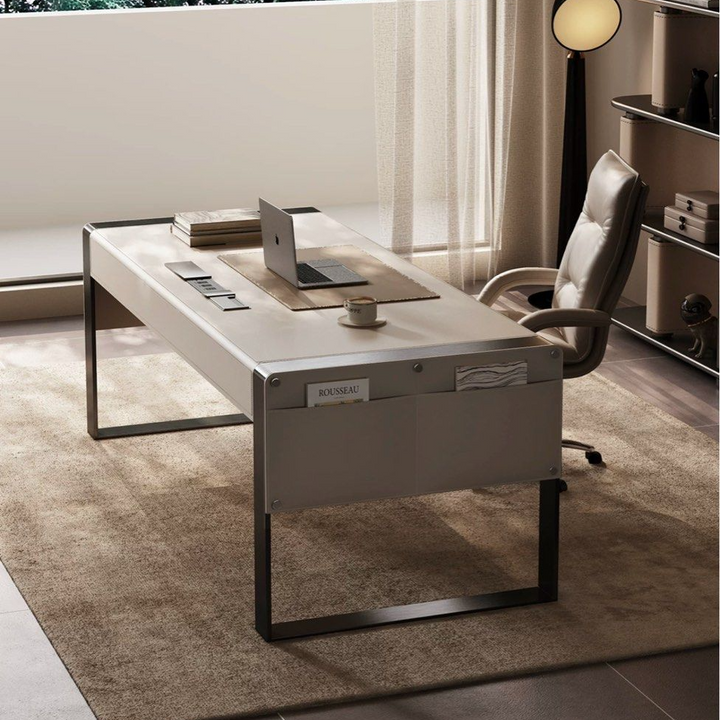 CLETUS Modern Saddle Leather Study Table