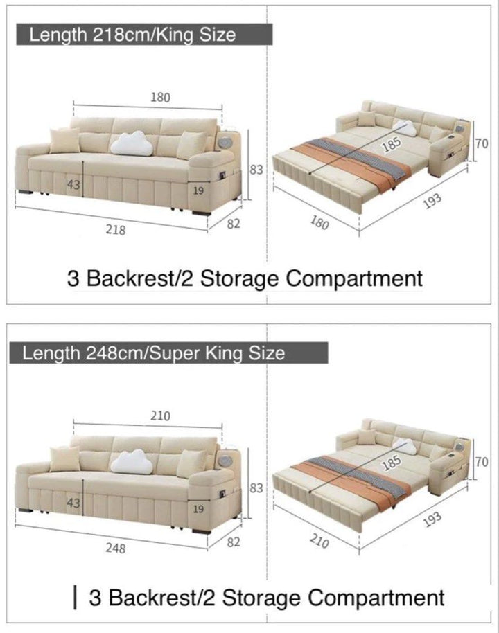 DAN Modern Velvet Storage Sofa Bed