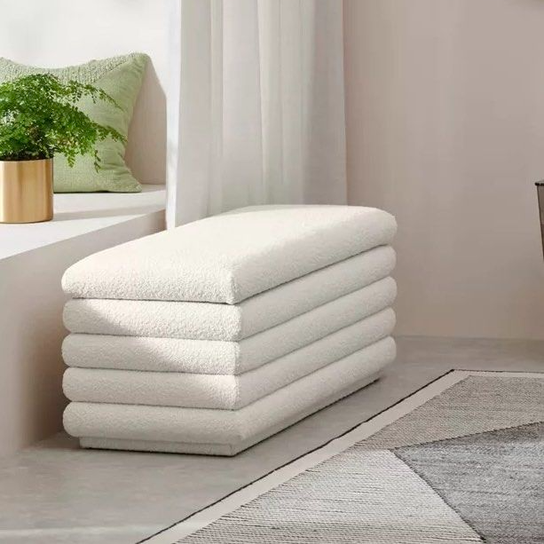 COLBY Modern Boucle Storage Bench