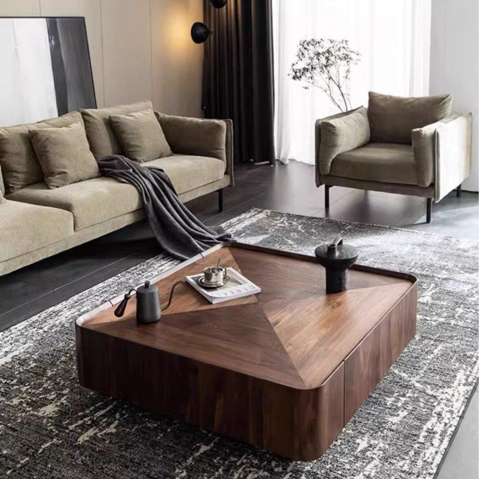 CACIO Modern Walnut Coffee Table & TV Console