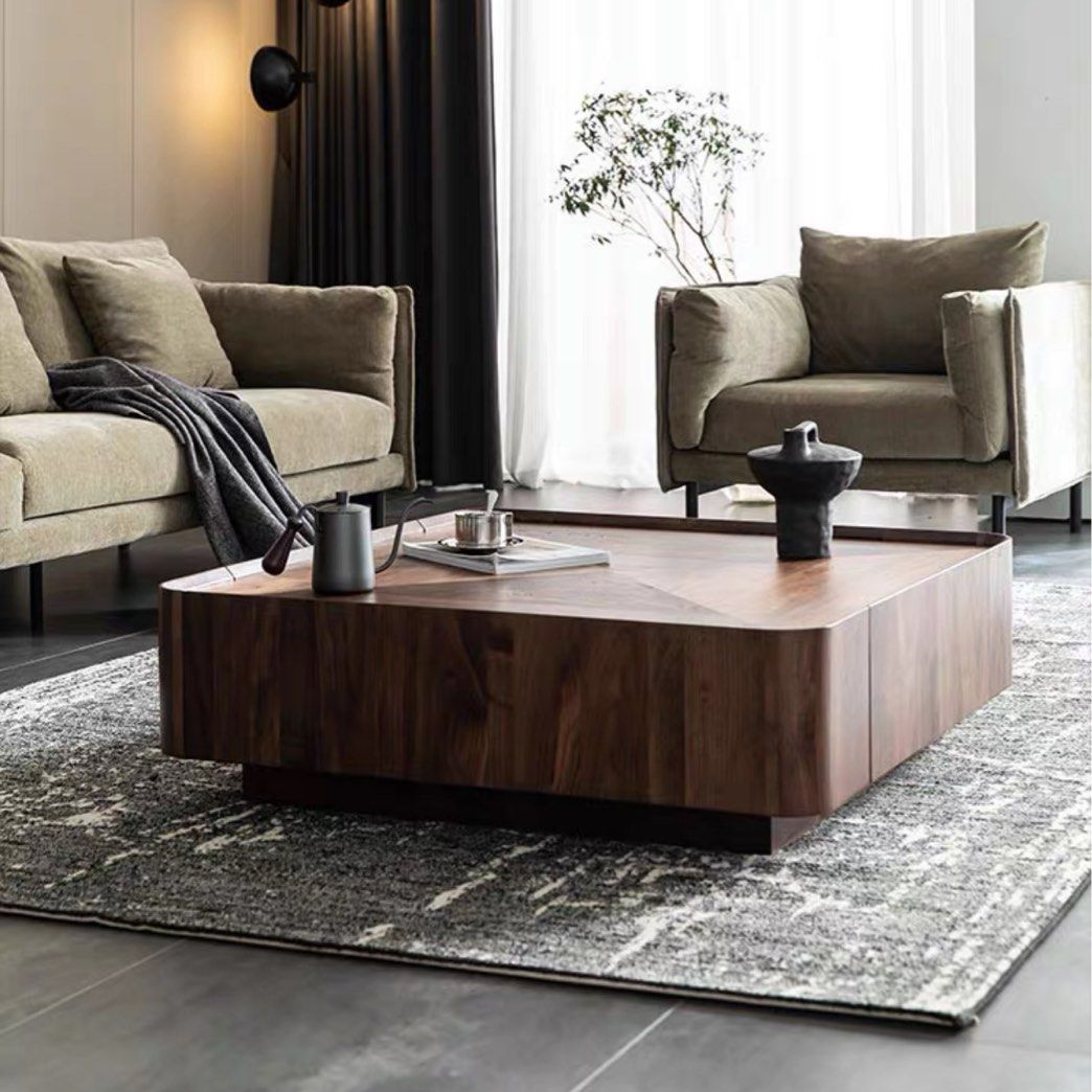 CACIO Modern Walnut Coffee Table & TV Console