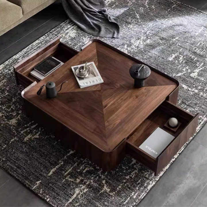 CACIO Modern Walnut Coffee Table & TV Console