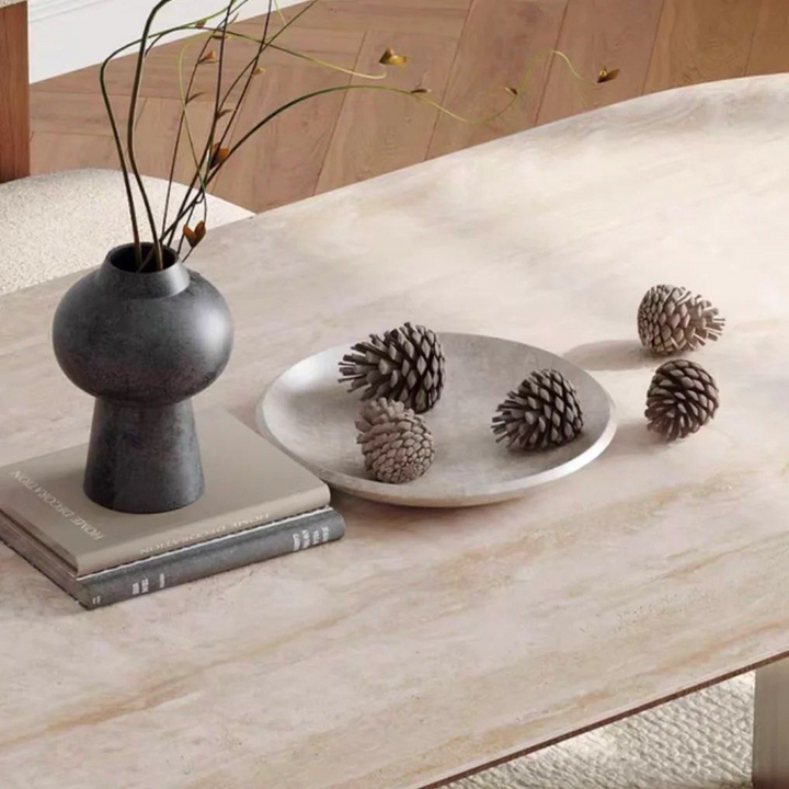 CAMERON Modern Travertine Dining Table