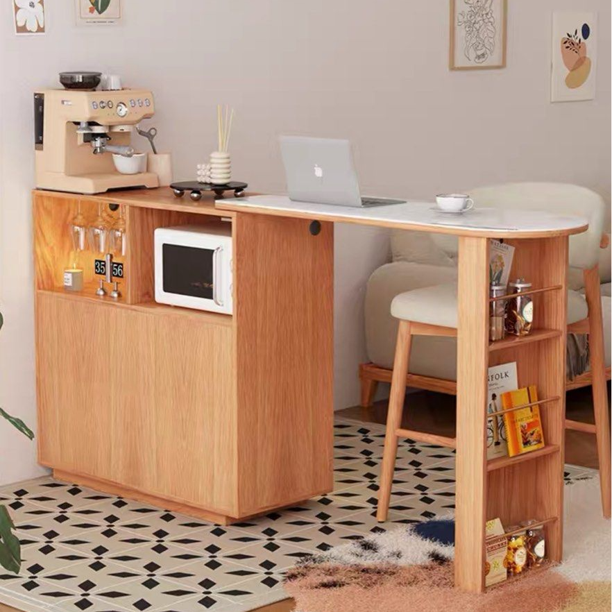 BRAVS Extendable Bar Table Cabinet