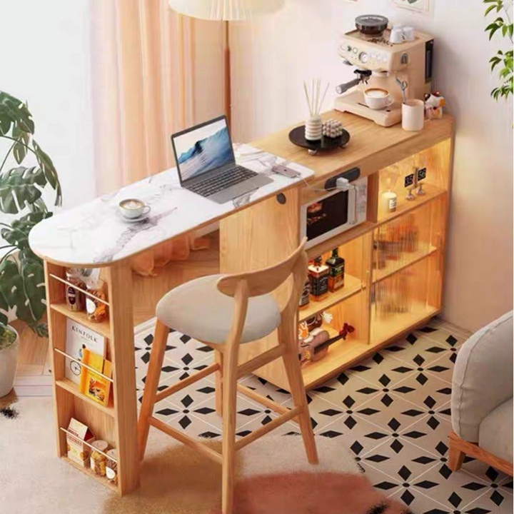 BRAVS Extendable Bar Table Cabinet