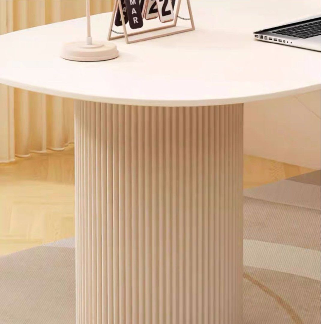 CASSIAN Modern Fluted Sintered Stone Study Desk