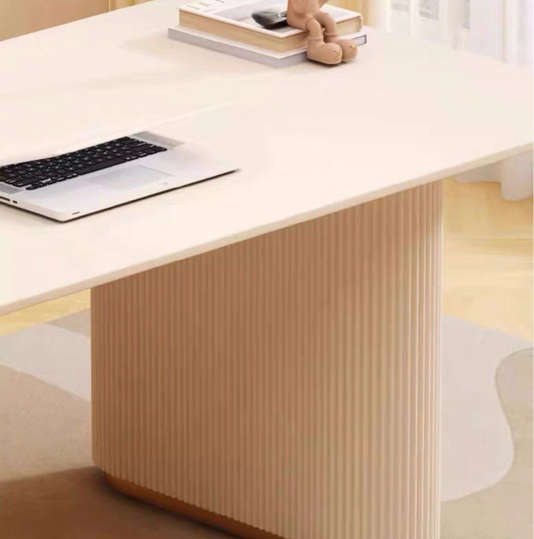 CASSIAN Modern Fluted Sintered Stone Study Desk