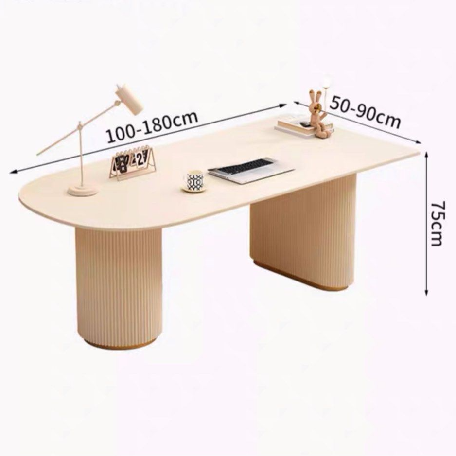CASSIAN Modern Fluted Sintered Stone Study Desk