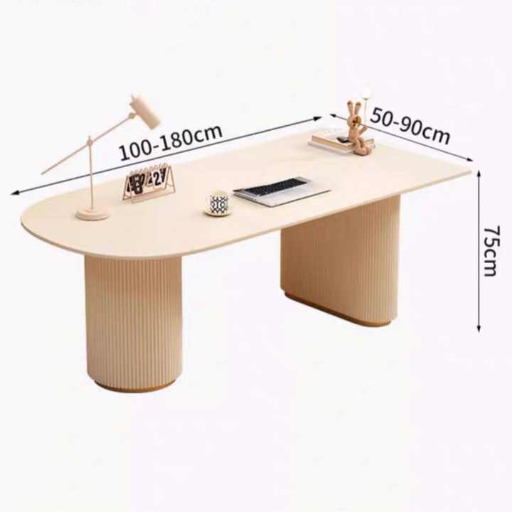 CASSIAN Modern Fluted Sintered Stone Study Desk