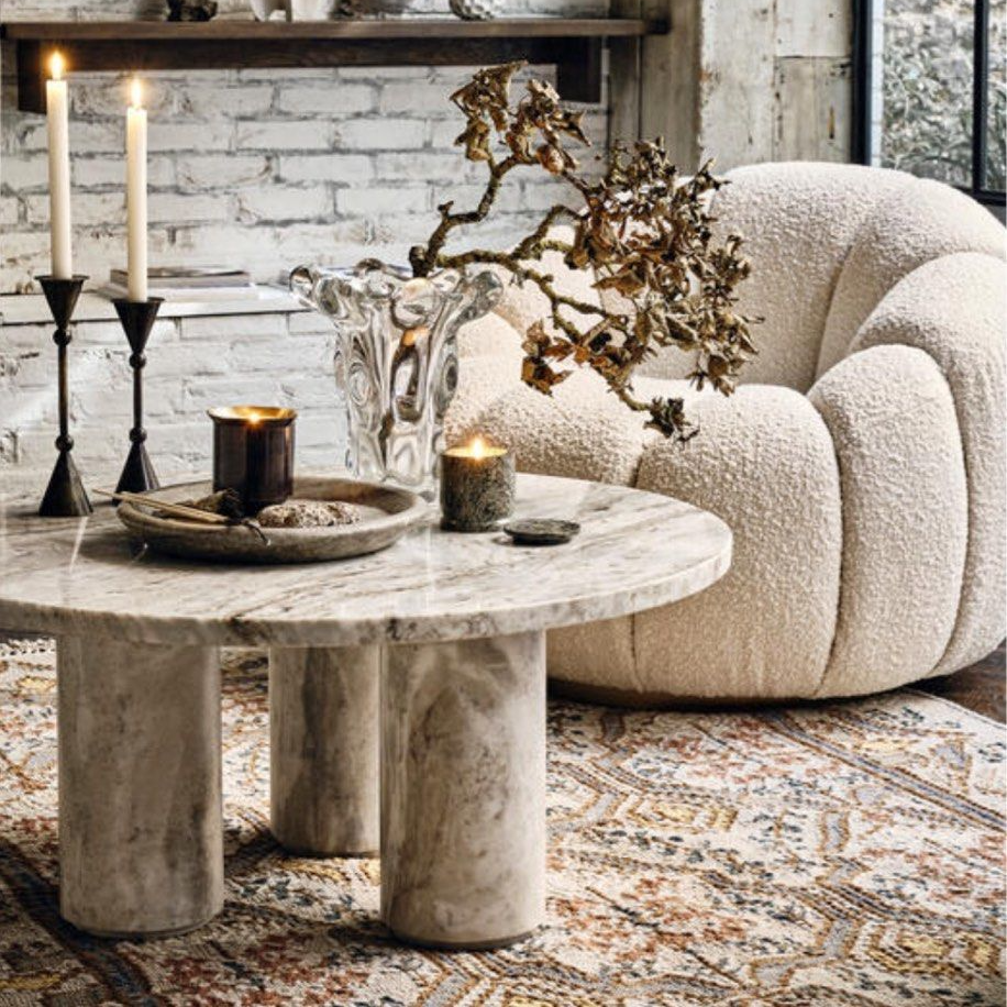 SIGNACIO Modern Marble Round Coffee Table