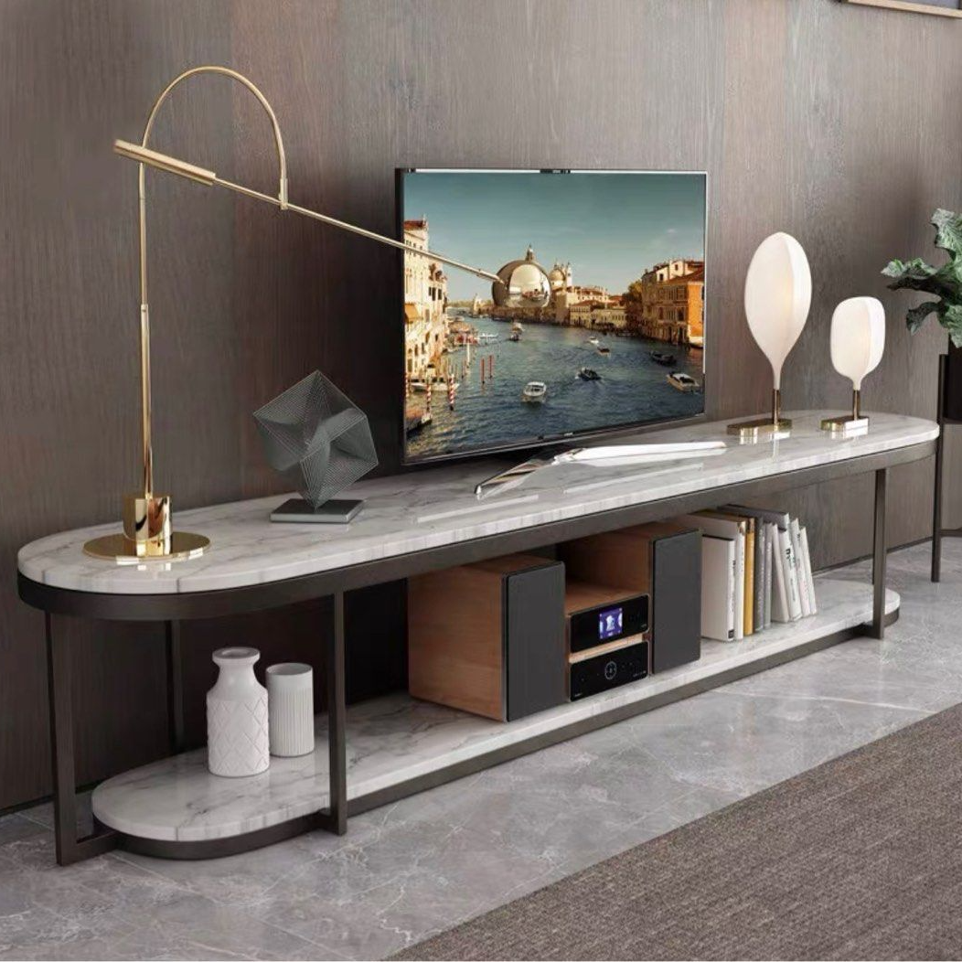 VARIK Modern Marble Oval TV Console