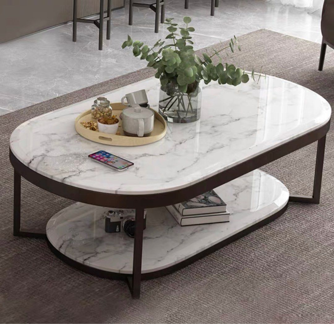VARIK Modern Marble Oval TV Console