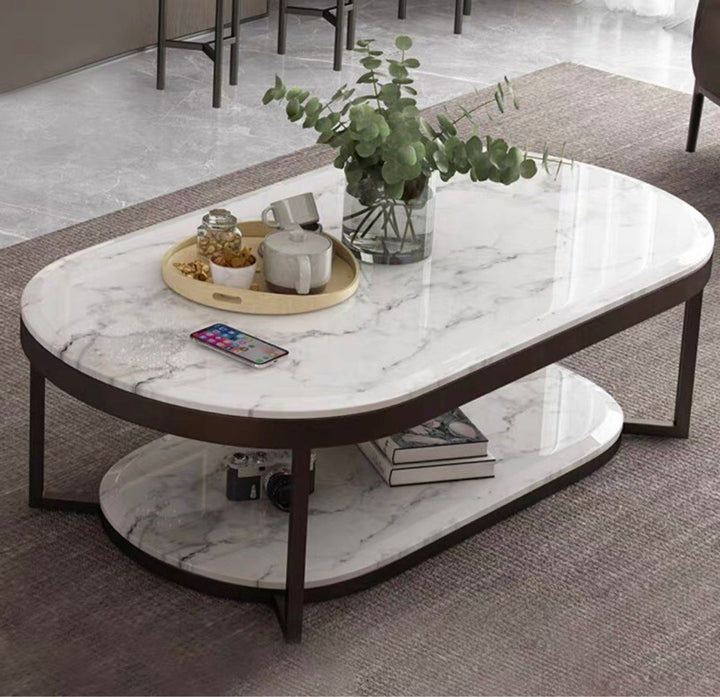 VARIK Modern Marble Oval TV Console