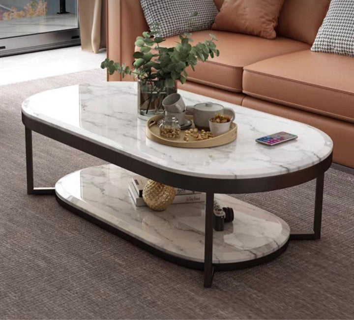 VARIK Modern Marble Oval TV Console