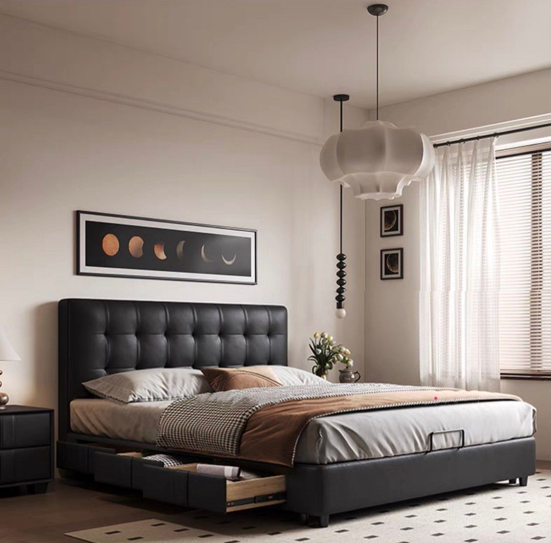 BLADE Modern Leather Storage Bedframe