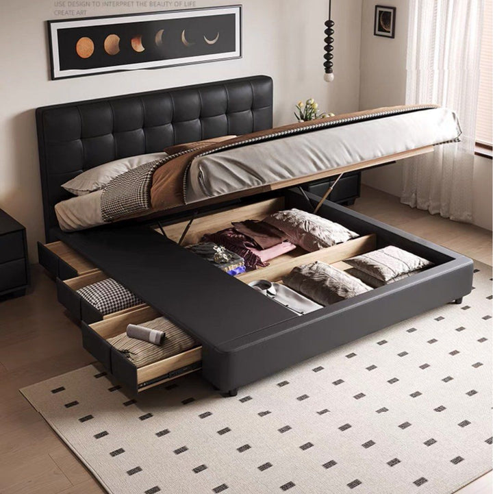 BLADE Modern Leather Storage Bedframe