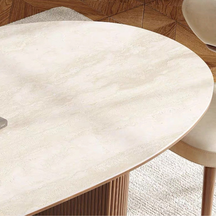 CLARENCE Japandi Travertine Sintered Stone Dining Table