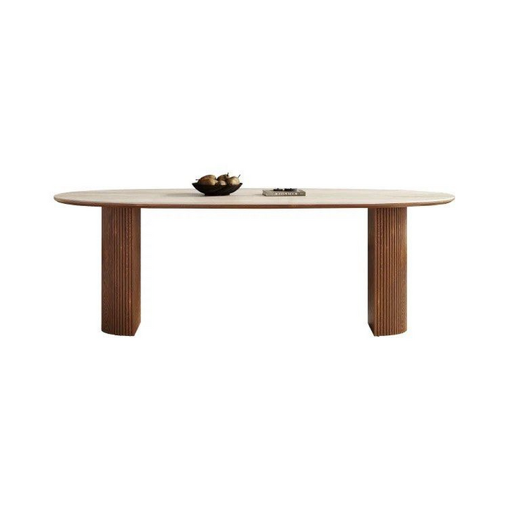 CLARENCE Japandi Travertine Sintered Stone Dining Table
