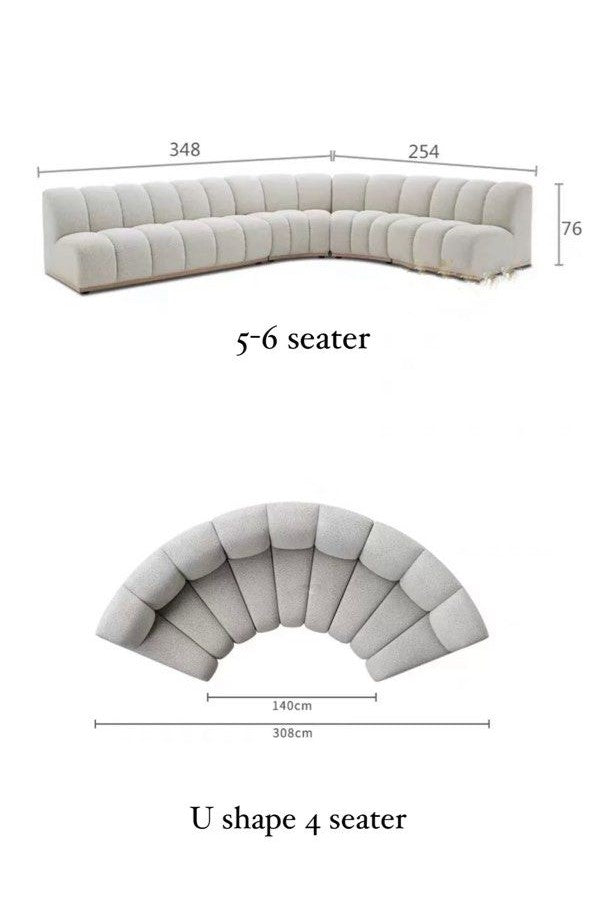 CELINEA Modern Curved Boucle Sofa