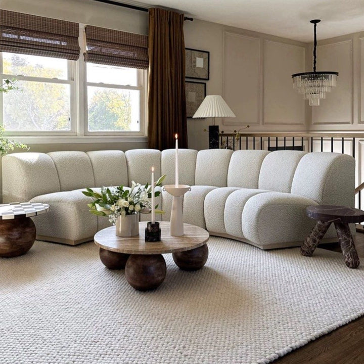 CELINEA Modern Curved Boucle Sofa