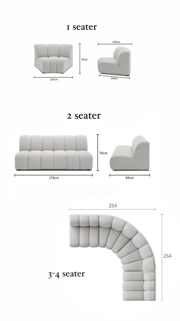 CELINEA Modern Curved Boucle Sofa