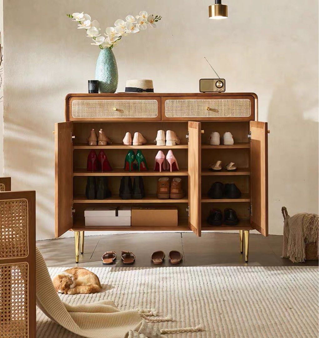 BRIDERS Vintage Rattan Shoe Cabinet