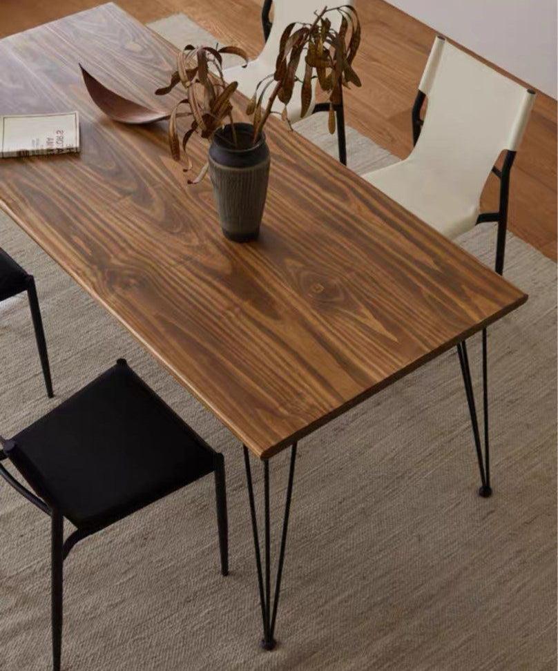 BROK Industrial Solid Wood Dining Table