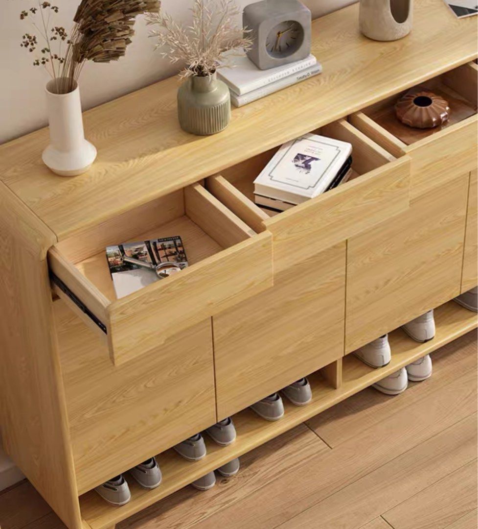 BURVLY Modern Oak Shoe Cabinet