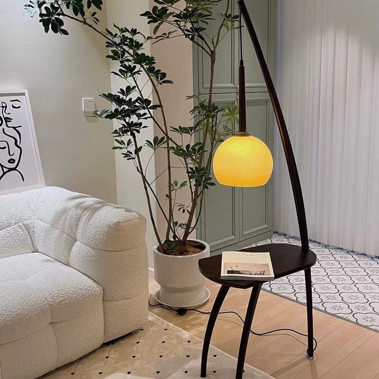 CADEN Oriental Solid Wood Standing Lamp