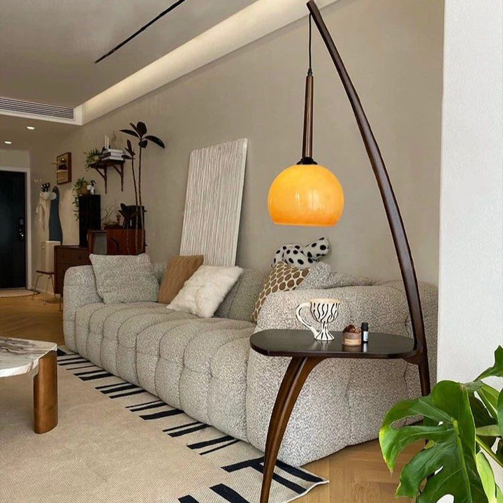 CADEN Oriental Solid Wood Standing Lamp