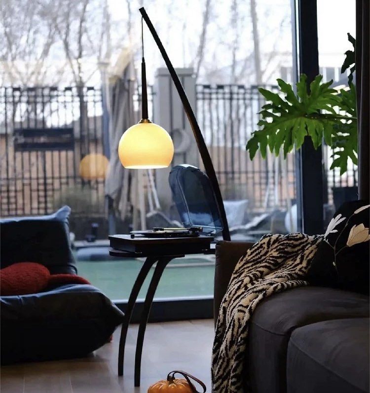 CADEN Oriental Solid Wood Standing Lamp