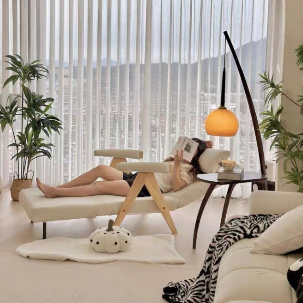 CADEN Oriental Solid Wood Standing Lamp