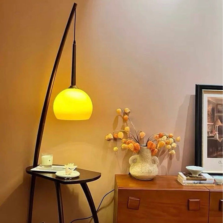 CADEN Oriental Solid Wood Standing Lamp