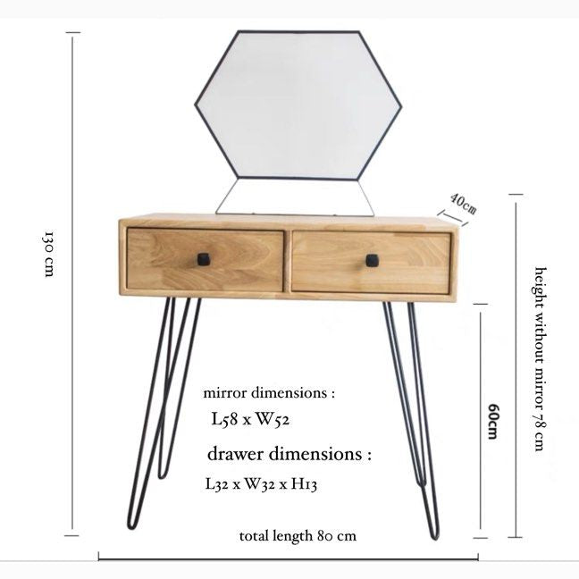 CAFUNE Vintage Solid Wood Vanity Table
